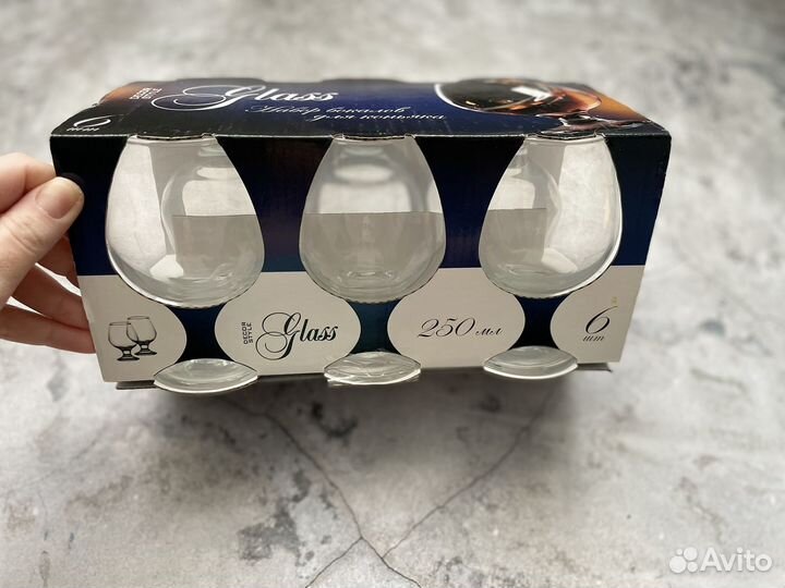 Фужеры для коньяка, 6 шт, новые