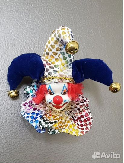 Клоун фигурка-магнит и елочная игрушка Фарфор