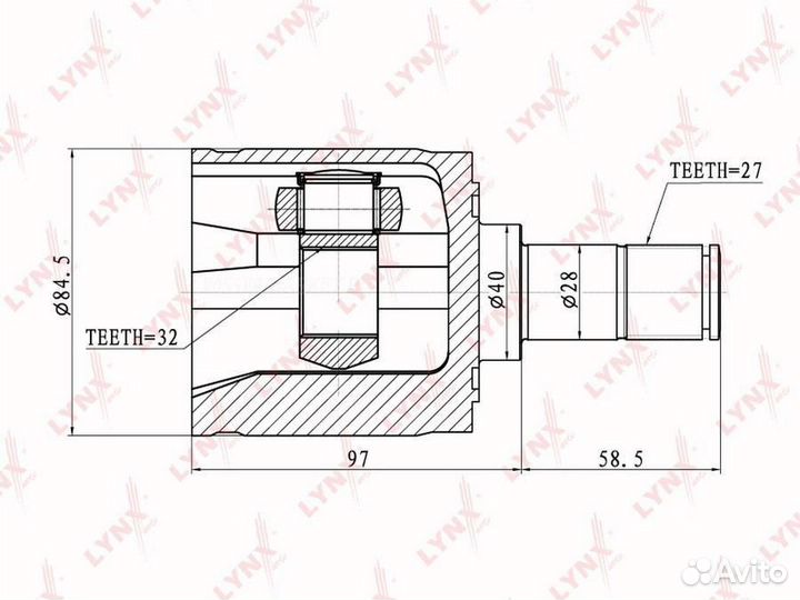 Lynxauto CI-3400 шрус внутренний перед прав/лев