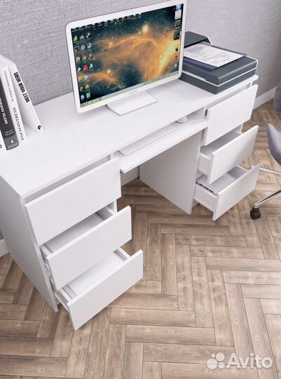 Стол компьютерный Мори мс-2 белый, графит