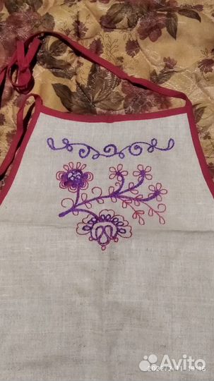 Кухонный фартук льняной с вышивкой из СССР