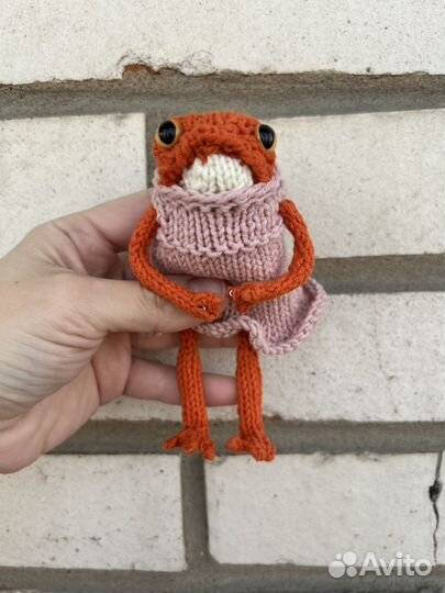 Вязаная лягушка с одеждой