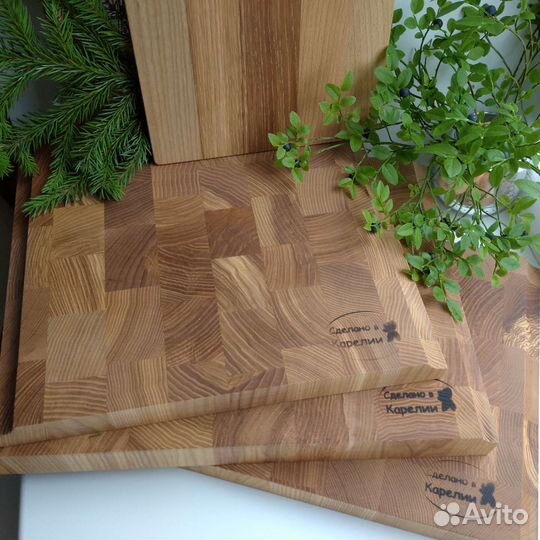 Разделочная доска торцевая, дерево Ясень с гравир