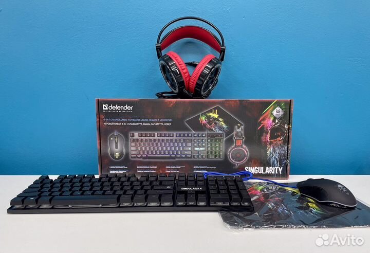 Игровой набор клавиатура мышь коврик наушники