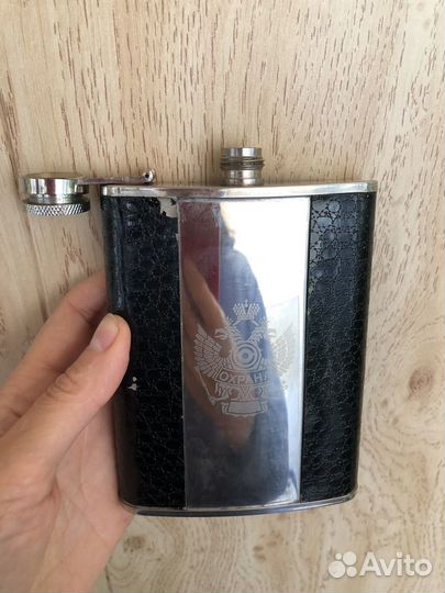 Фляга со стопками сталь кожа