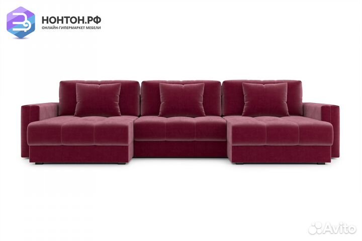 Диван п-образный тик-так Монарх М1О2 бордовый