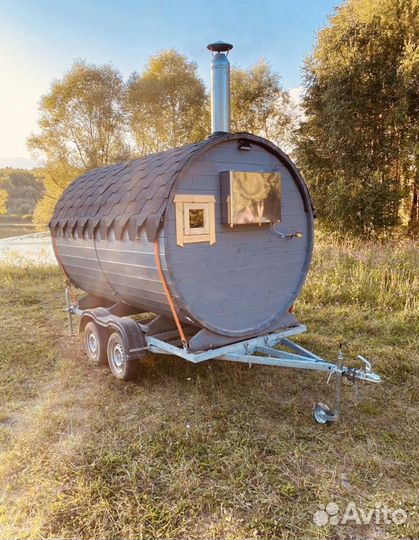 Аренда бани бочки, на прицепе. Баня на прицепе