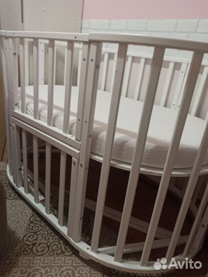 Детская кровать 9 в 1 с матрасом и маятником