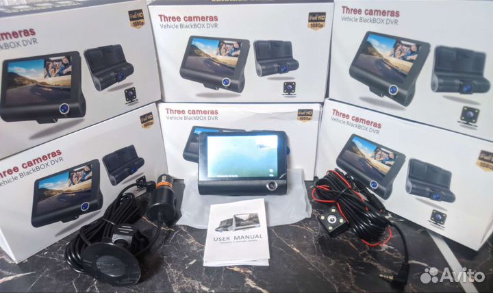 Видеорегистратор 3в1 1080p WDR запись с 3 камер RU