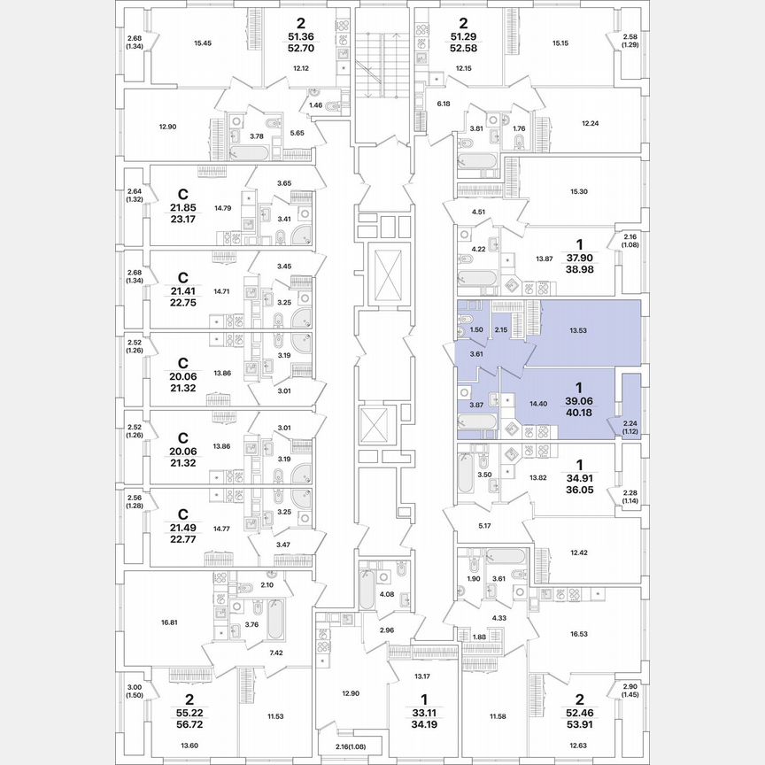 1-к. квартира, 40,2 м², 6/12 эт.