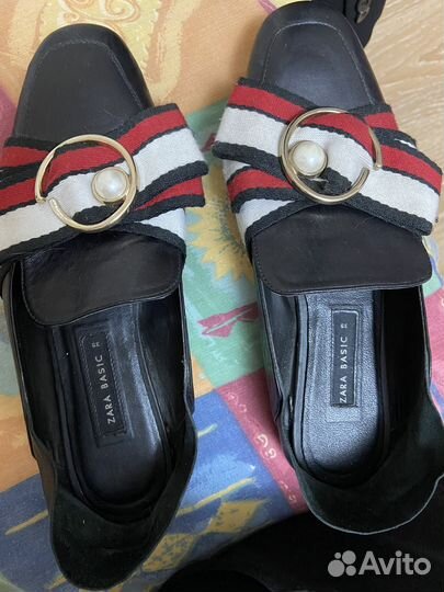 Лоферы Zara кожа 38,5-39