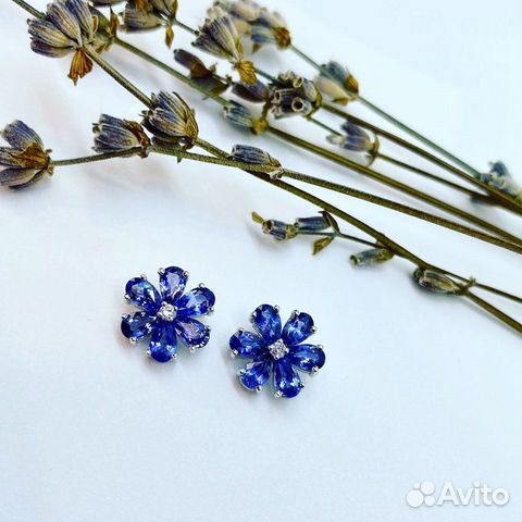 Серьги золотые с сапфирами