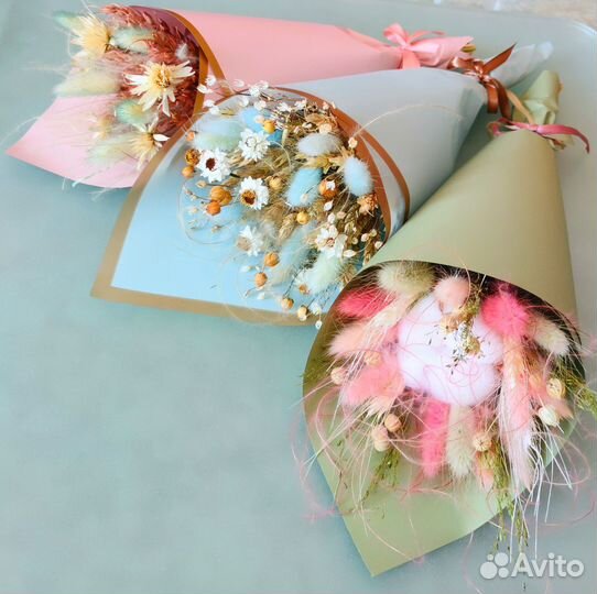 Букеты-комплименты мини из сухоцветов