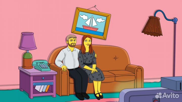 Симпсоны печать на холст