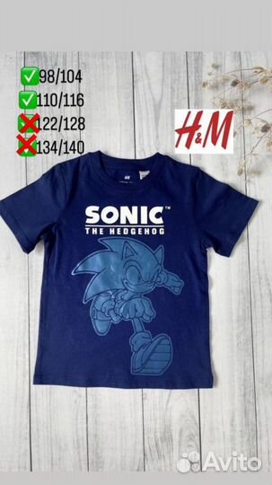 Футболка H&M Sonic the hedgehog 98,110