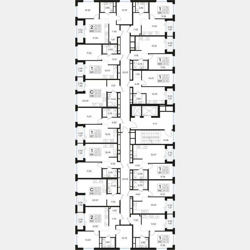 2-к. квартира, 52,8 м², 3/15 эт.