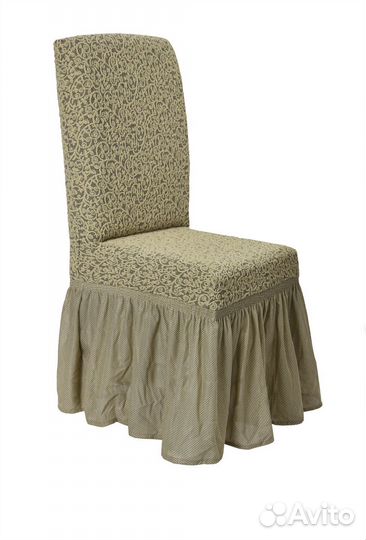Чехол на стул со спинкой и юбкой Venera, Бежевый