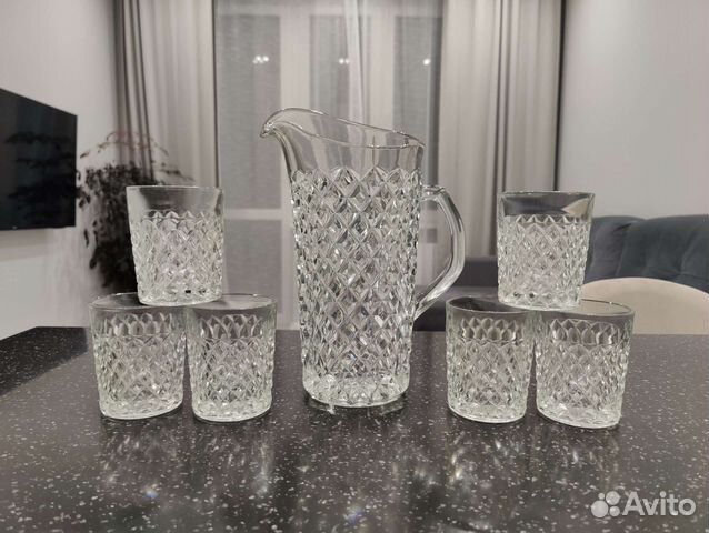 Графин и 6 стаканов. Штоф со стаканами. Богемия