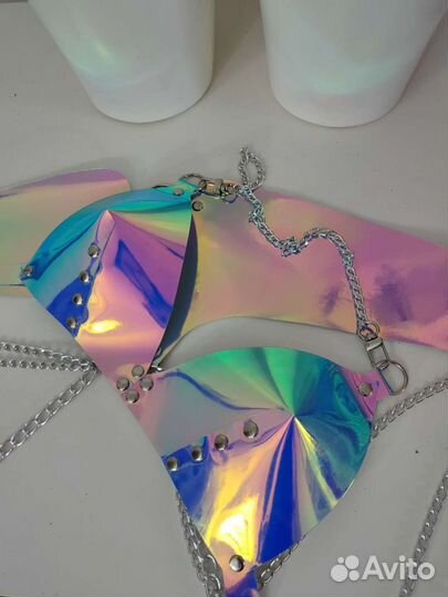 Голографический бра лиф для танца gogo