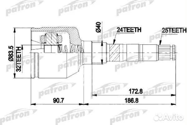 Patron PCV9537 шрус внутр прав к-кт 2524x40x32 EMP