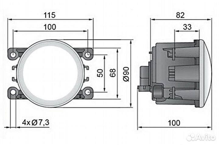 Светодиодная противотуманная фара Mitsubishi ASX