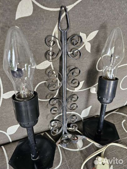 Ночник кованый две свечи мерцающее пламя СССР