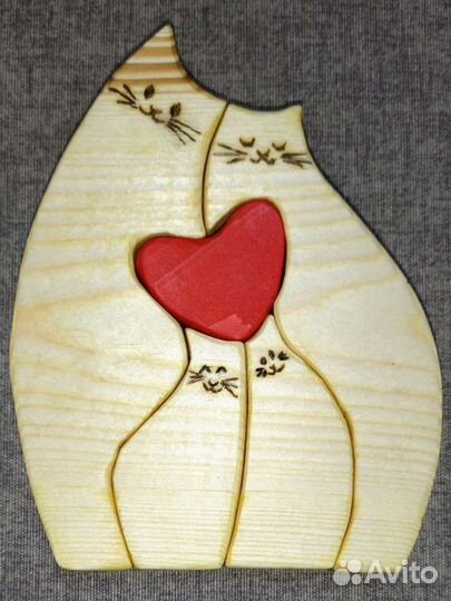 Деревянные фигурки, статуэтки, пазл, мишки, котики