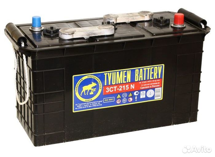 Аккумулятор 215Ah Тюмень 1050A 3ст-215 6 вольтовый