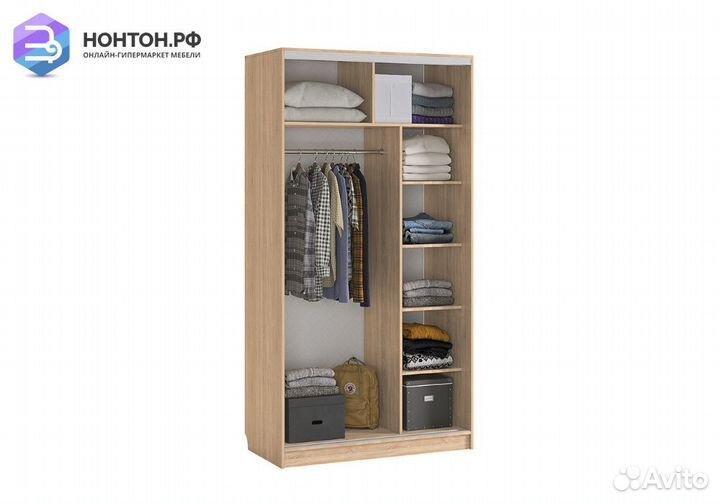 Шкаф-купе Рио 2-600 с зеркалом дуб сонома / белый