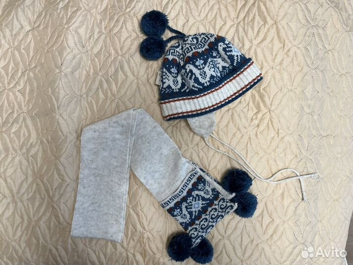 Комплект шапка и шарф зимние 3-4 года