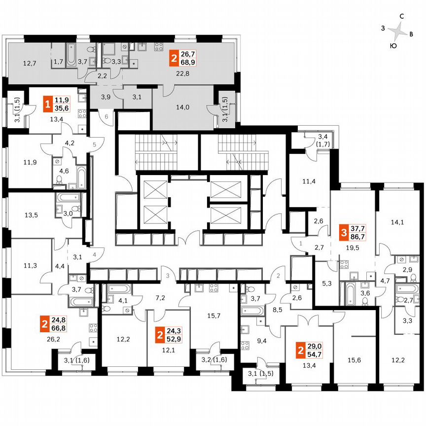 2-к. квартира, 69,6 м², 16/16 эт.