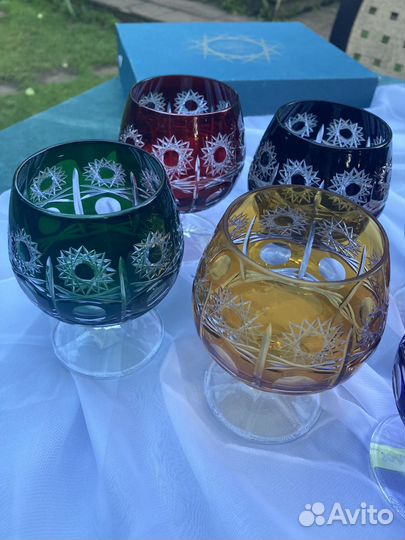 Фужеры цветной хрусталь Богемия