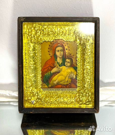 Старинная Икона Божией Матери Козельщанская. Киот