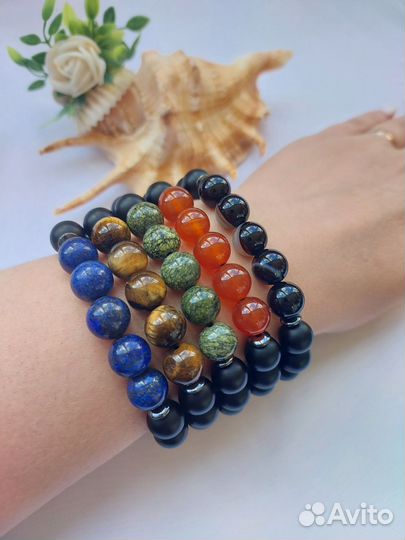 Браслет мужской Сердолик и шунгит