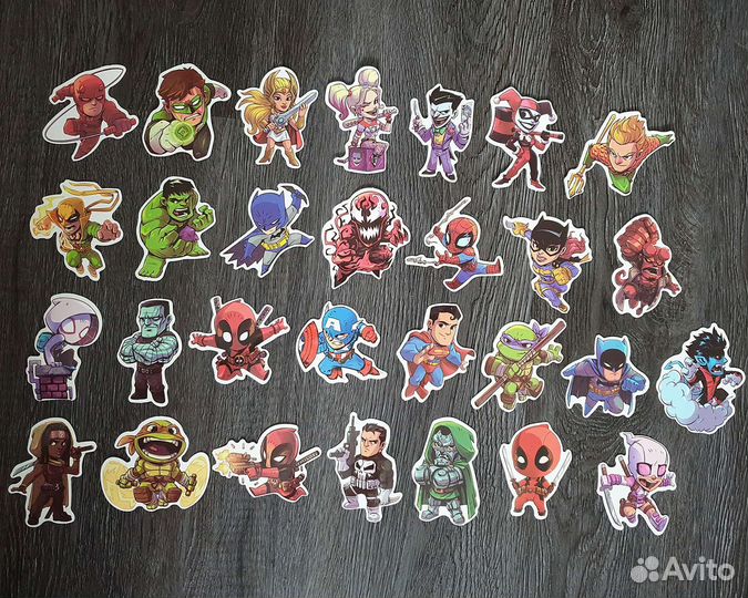 Наклейки супергерои Marvel DC комиксы, стикеры