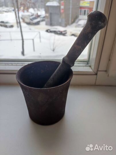Чугунные ступка и пестик СССР