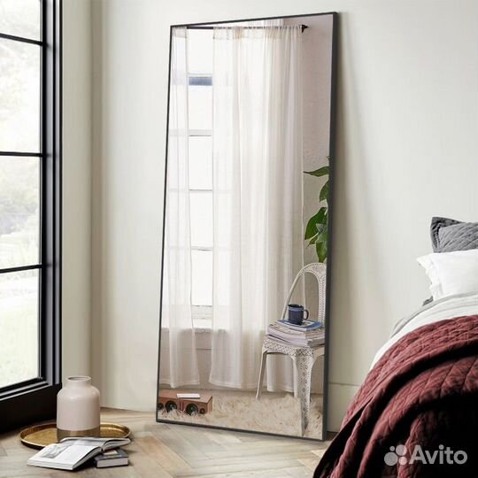 Зеркало в черной раме прямоугольное 90*195см
