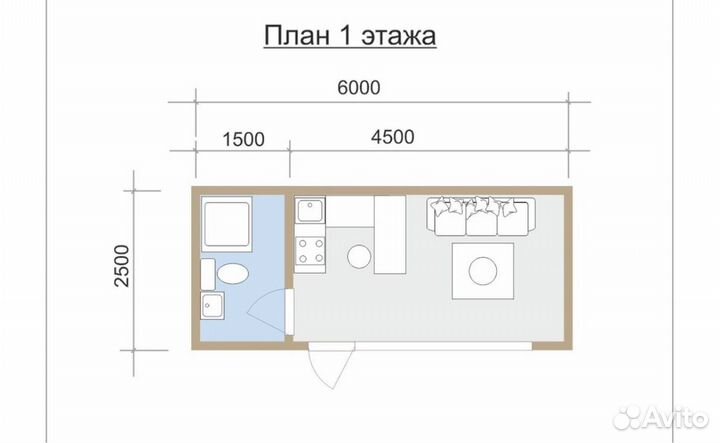 Дачный домик 2,5/6 м