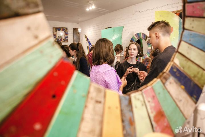 Зеркало круглое массив тик диаметр 78 Бали Индонез