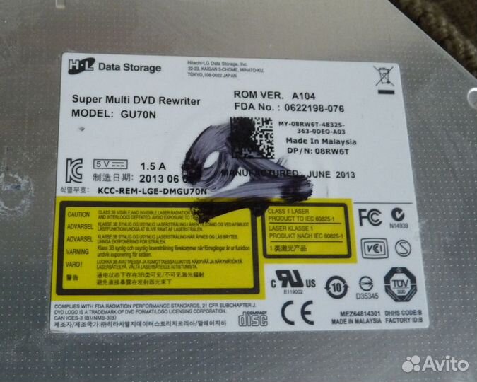 Пишущий dvd Hitachi -LG GU70N от ноутбука dell