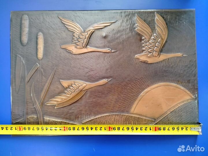Чеканка. Медь. Журавли. СССР