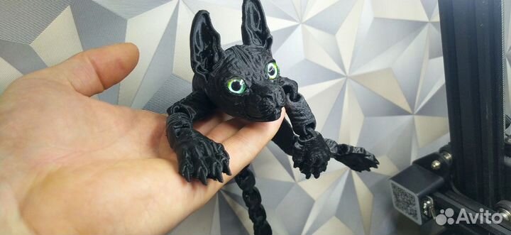 Котенок Сфинкс 3Д подвижный на 3D принтере
