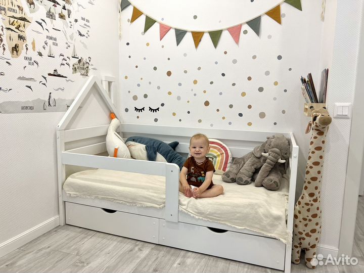 Кровать детская софа домик с ящиками