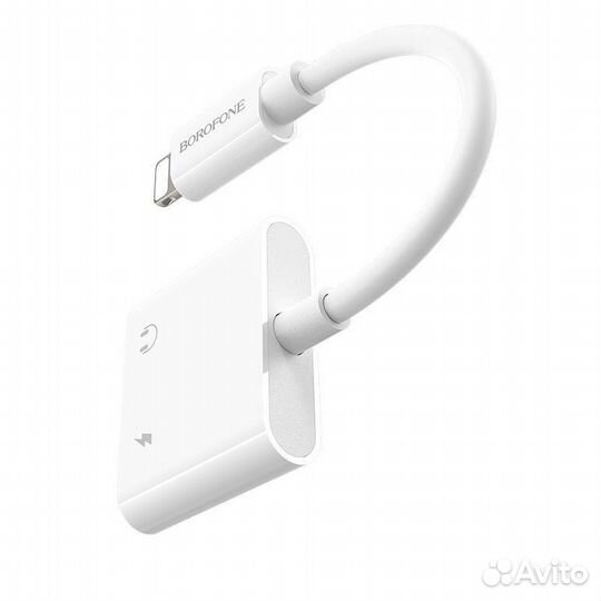 Переходник borofone BV12, Lightning - 3.5 AUX, бел