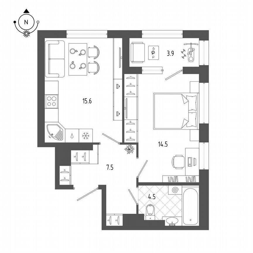 1-к. квартира, 44,1 м², 18/18 эт.