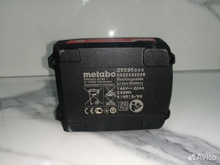 Аккумуляторы и зу Metabo Li-ion 14.4 В, 2 Ач