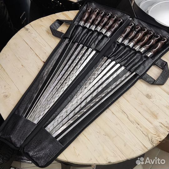 Набор шампуров в двойном чехле рк кож/зам 50 см