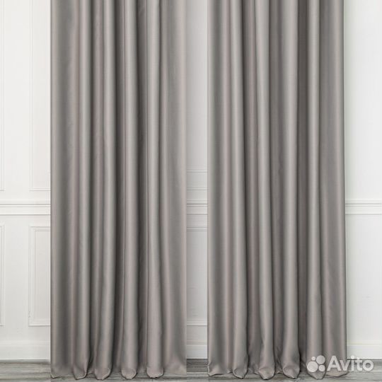 Шторы блэкаут Амадео серо-бежевый бесшовный пошив