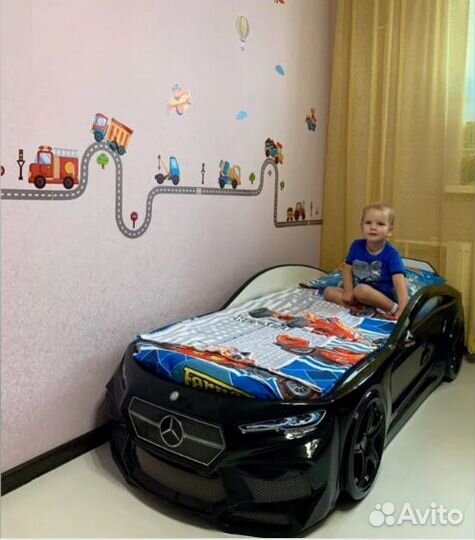 Кровать машина с матрасом и ящиком 178 87 Новая