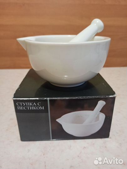 Ступка с пестиком фарфоровая
